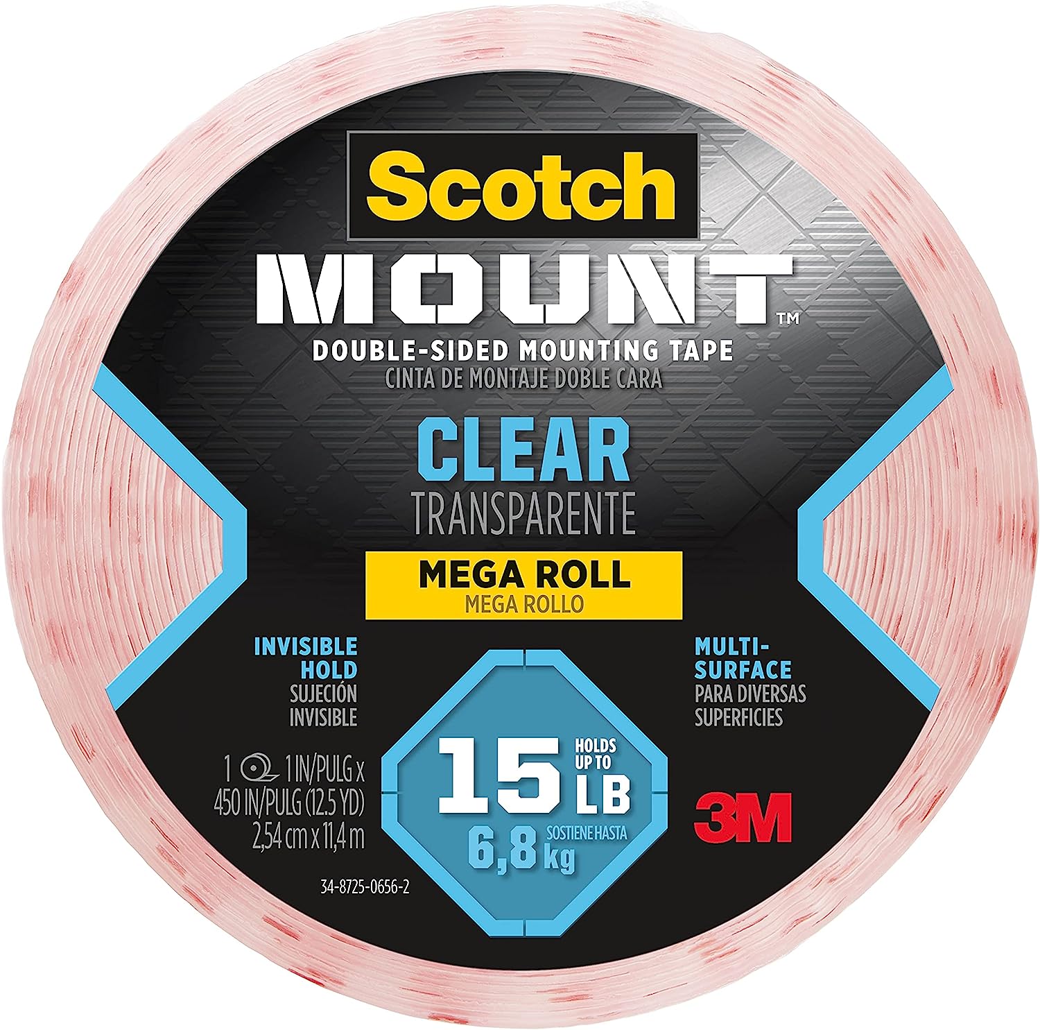 230816082746901_1 3M Double Sided Tape, Clear Mounting Tape, 1 Roll Adhesive Tape, 1 in x 450 in Wall Tape - Image 1